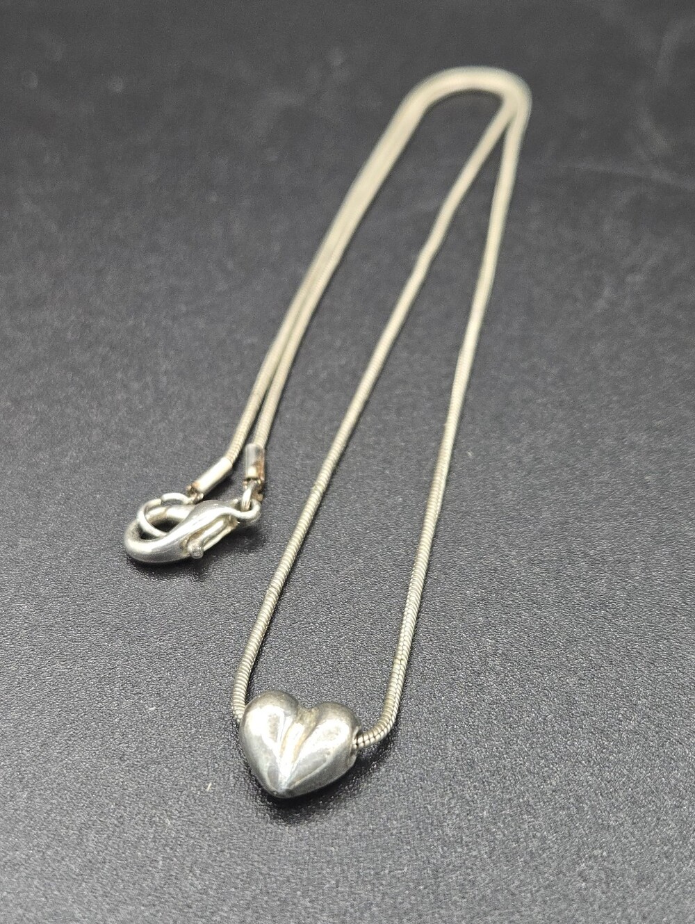 Vintage Silver Tone Mini Heart Necklace